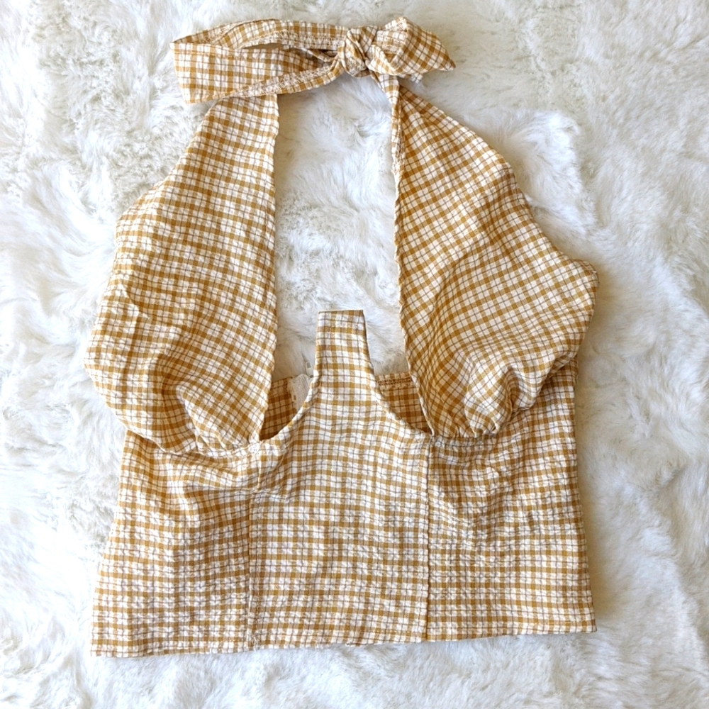 Gingham Print Halter Top Size M